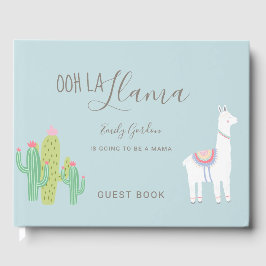 Oh La Llama Baby Shower Blue Succulents Cute Gästböcker