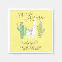Oh La Llama Baby Shower Cute gult Brown Simple
