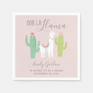 Oh La Llama Baby Shower Cute Rosa & Brown Simple Pappersservett