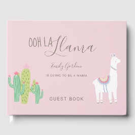 Oh La Llama Baby Shower Cute Rosa Succulents Gästböcker