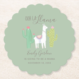 Oh La Llama Baby Shower grönt söt pojke Underlägg Papper