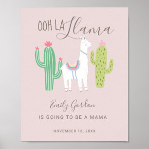 Oh La Llama Baby Shower söt flicka rosa Poster