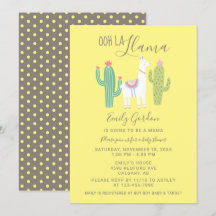 Oh La Llama Baby Shower söt gult brun enkel