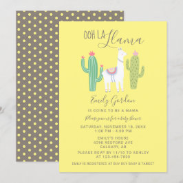 Oh La Llama Baby Shower söt gult brun enkel Inbjudningar