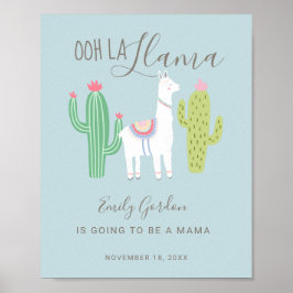 Oh La Llama Baby Shower söt pojke blue Poster