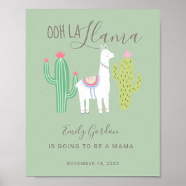 Oh La Llama Baby Shower söt pojke teal Poster