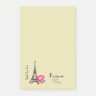 Oh La Paris Eiffel Torn Bonjour Post-it Block