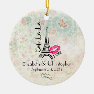Oh La Paris Eiffel Torn Bröllop Julgransprydnad Keramik