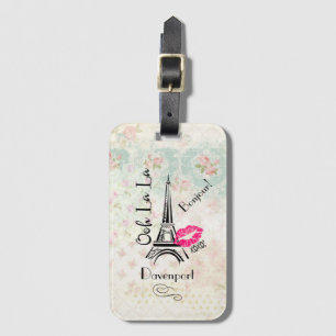 Oh La Paris Eiffel Torn på Vintage Mönster Bagagebricka