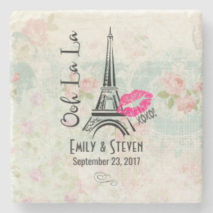 Oh La Paris Eiffel Torn Vintage bröllop Stenunderlägg