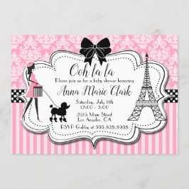 Oh la - Paris Pudel Rosa Baby Shower Inbjudningar