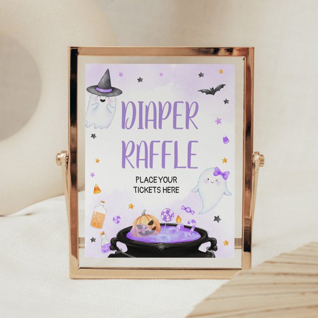 Oh Lakan Boo-y Halloween Baby Shower Diaper Raffle Poster (Purple Oh Sheet Boo-y Ghoul Baby Shower Diaper Raffle Sign)