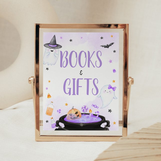 Oh Lakan Boo-y Halloween Bokar och presenter Poster (Purple Oh Sheet Boo-y Ghoul Baby Shower Books and Gifts Sign)