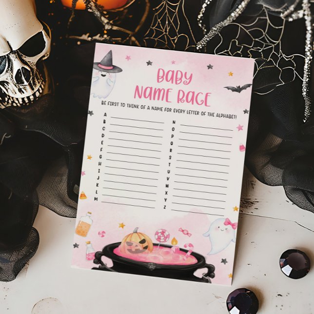 Oh Lakan Ghoul Halloween Baby Namn Tävling Game (Pink Oh Sheet Baby Shower Baby Name Race Game)