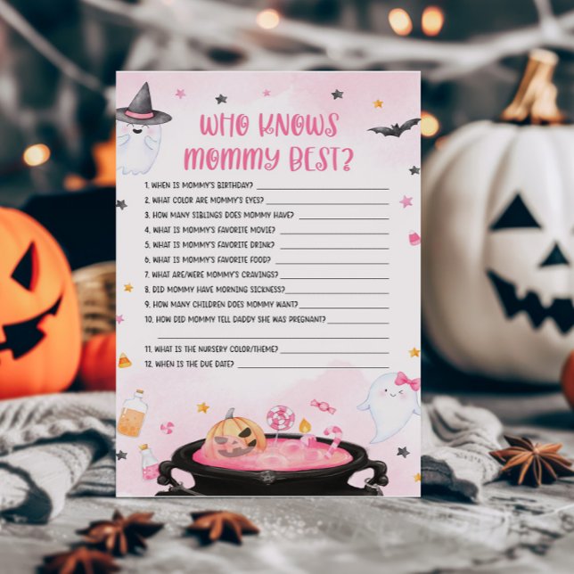 Oh Lakan Ghoul Halloween som känner Mamma Best Gam (Pink Oh Sheet Baby Shower Who knows Mommy Best Game)