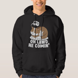 Oh Lawd he Comin' Chonk Cat Meme Tjock Kattunge Ki Hoodie