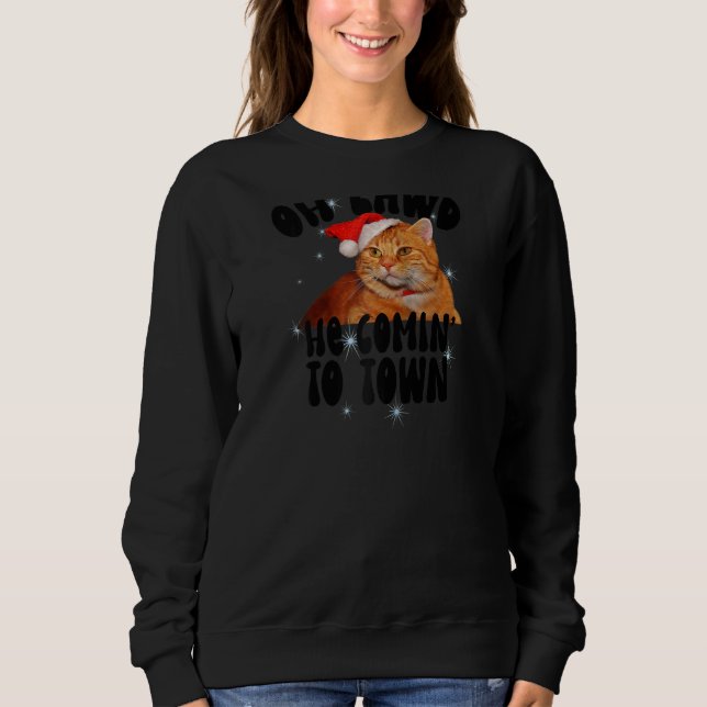 Oh Lawd he Comin' Chonk jul Cat Meme Funny F T Shirt (Framsida)