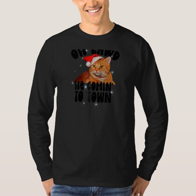 Oh Lawd he Comin' Chonk jul Cat Meme Funny F T Shirt (Framsida)