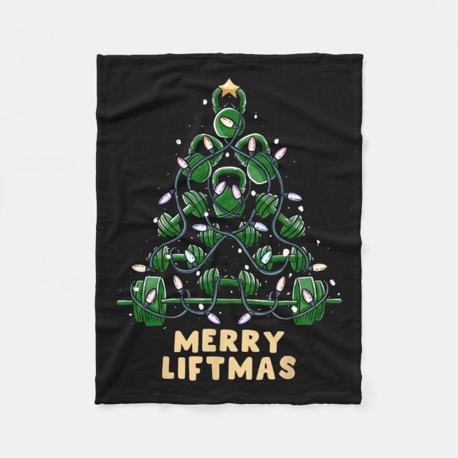 Oh Liftmas Träd Kettlebell Gym Ugly God jul Fleecefilt (Framsidan)