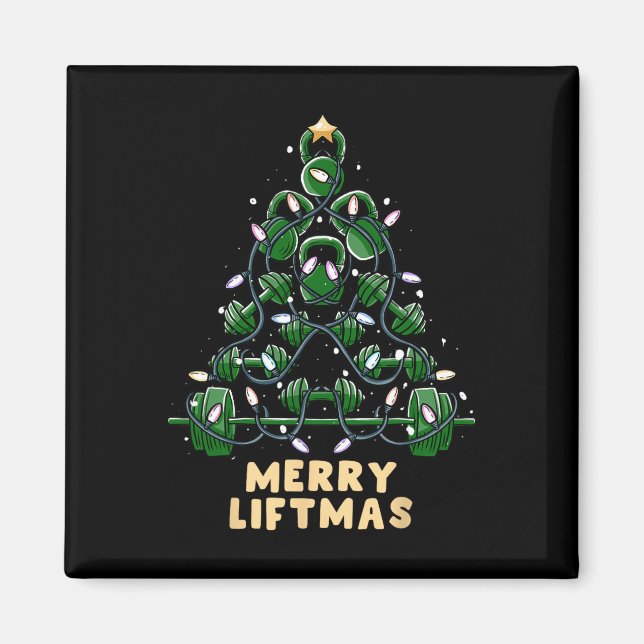 Oh Liftmas Träd Kettlebell Gym Ugly God jul Magnet (Framsidan)