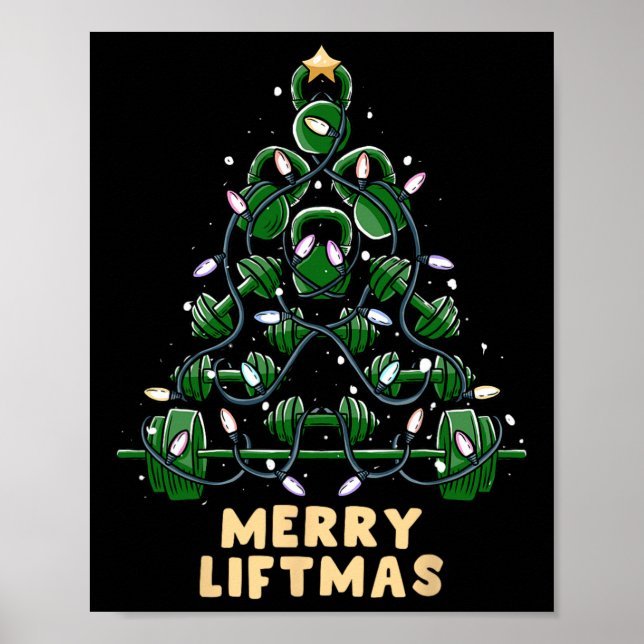 Oh Liftmas Träd Kettlebell Gym Ugly God jul Poster (Framsidan)