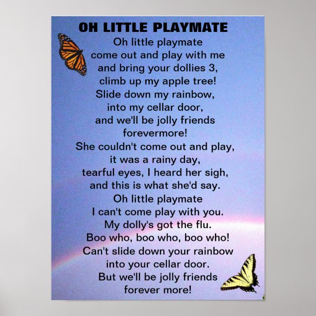 OH LITTLE PLAYMATE-dikt Poster (Framsidan)