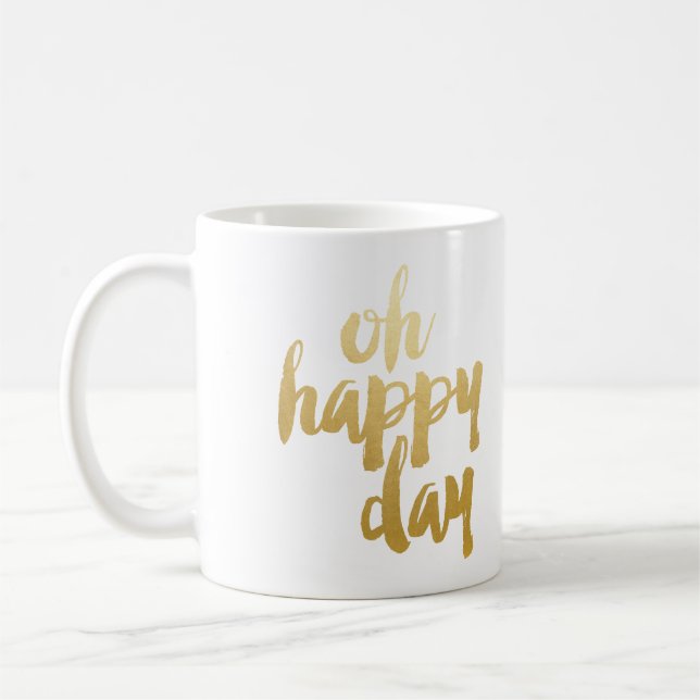 Oh lycklig dagmugg - guld kaffemugg (Vänster)