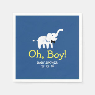 Oh marinblå baby shower för pojkeelefant pappersservett