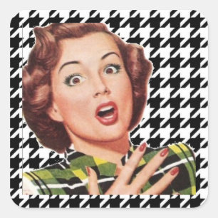 "OH, MY!" 50 Housefru Houndstooth Stickers Fyrkantigt Klistermärke