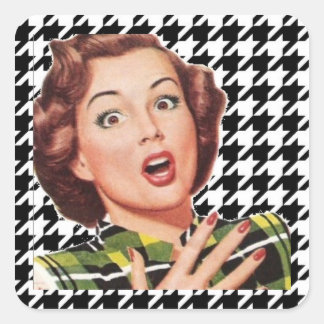 "OH, MY!" 50 Housefru Houndstooth Stickers Fyrkantigt Klistermärke