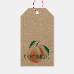 Oh My Darling Clementine Kraft Gift Märkres Set of Presentetikett