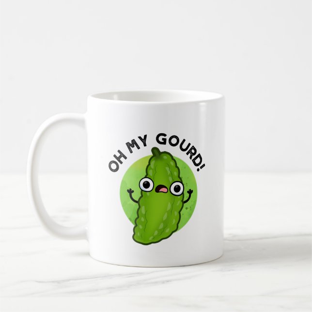 Oh My Gourd Funny Veggie Pun Kaffemugg (Vänster)