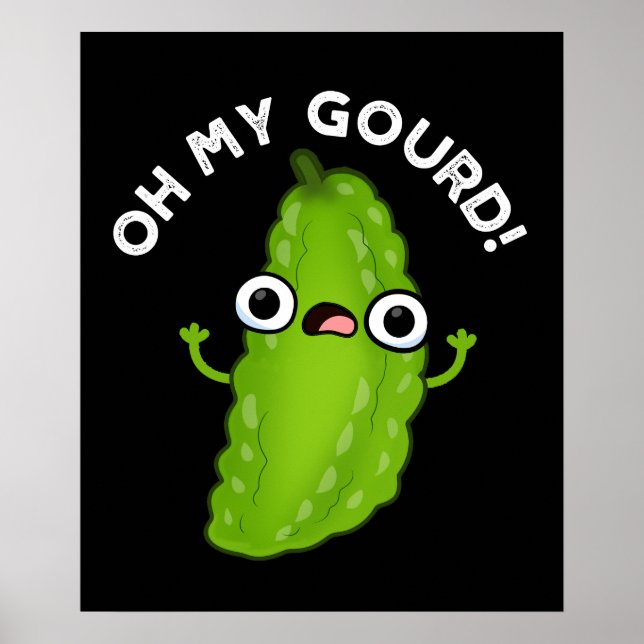 Oh My Gourd Funny Veggie Pun Mörk BG Poster (Framsidan)