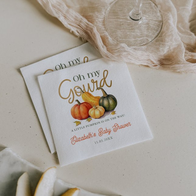 Oh My Gourd Little Pumpkin Baby Shower Pappersservett (Oh My Gourd Little Pumpkin Baby Shower Napkins)