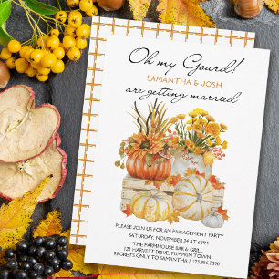Oh My Gourd Pumpkin Thanksgiving Förlovningsfest Inbjudningar