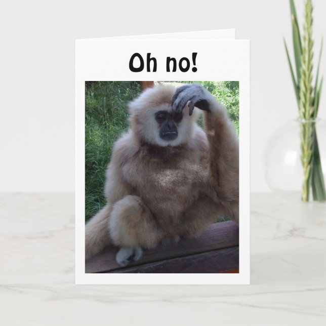 "OH NEJ", PRATA MONKEY REDO TILL SÄY GRATTIS PÅ FÖ KORT (Framsida)