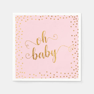 "Oh omkullkastar baby" Fauxguld konfettirosababy Pappersservett