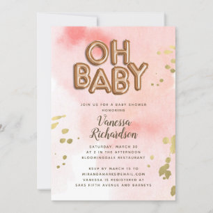 Oh omkullkastar rosa guld för babyen ballongbaby meddelande