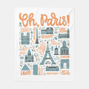 Oh Paris! Towntypografi Fleecefilt