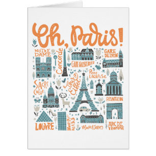 Oh Paris! Towntypografi Hälsningskort