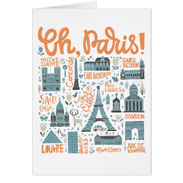 Oh Paris! | Towntypografi Hälsningskort (Framsidan)