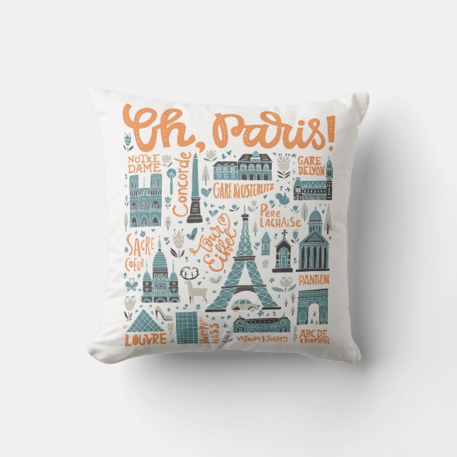 Oh Paris! | Towntypografi Kudde (Framsida)