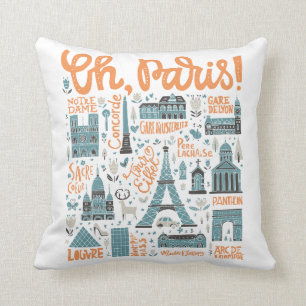 Oh Paris! Towntypografi Kudde