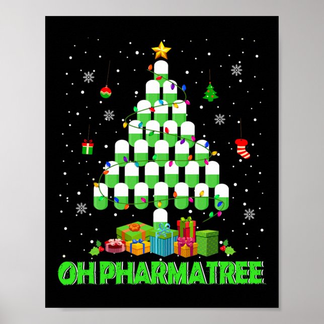 Oh Pharmatree Christmas Tree Pharmacy Medication P Poster (Framsidan)