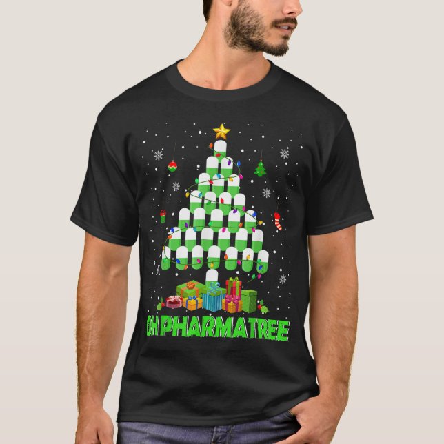 Oh Pharmatree Julgran Pharmacy Medicacy P T Shirt (Framsida)