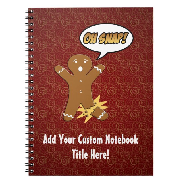 Oh plötsligt, pepparkaksgubbe med benbrottet anteckningsbok med spiral (Framsidan)