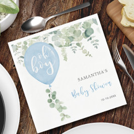 Oh, pojk blå ballongpojke, babydusch, grön pappersservett