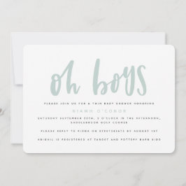 Oh pojkar, twin-inbjudan till babydusch julkort