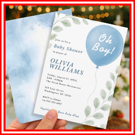 Oh Pojke Baby Shower Inbjudningar