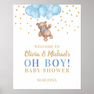 Oh Pojke Baby Shower Party Välkomstaffisch Poster